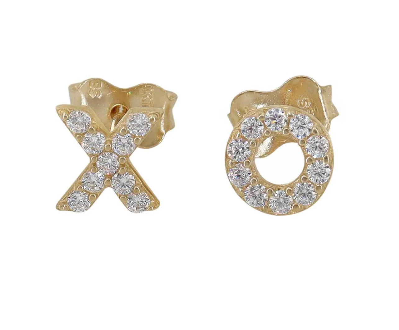 10k Gold X.O. Stud Earrings with CZ