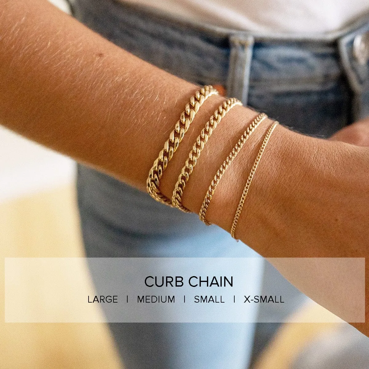 14k Gold Small Curb Chain Bracelet