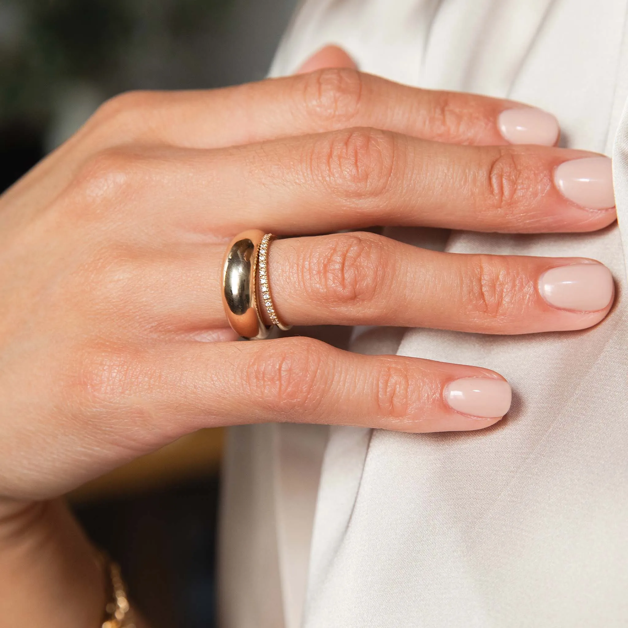 14k Pavé Diamond Half Eternity Band Ring