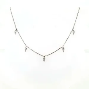 14k White Gold & Diamond Triangle Dangle Necklace (I7972)