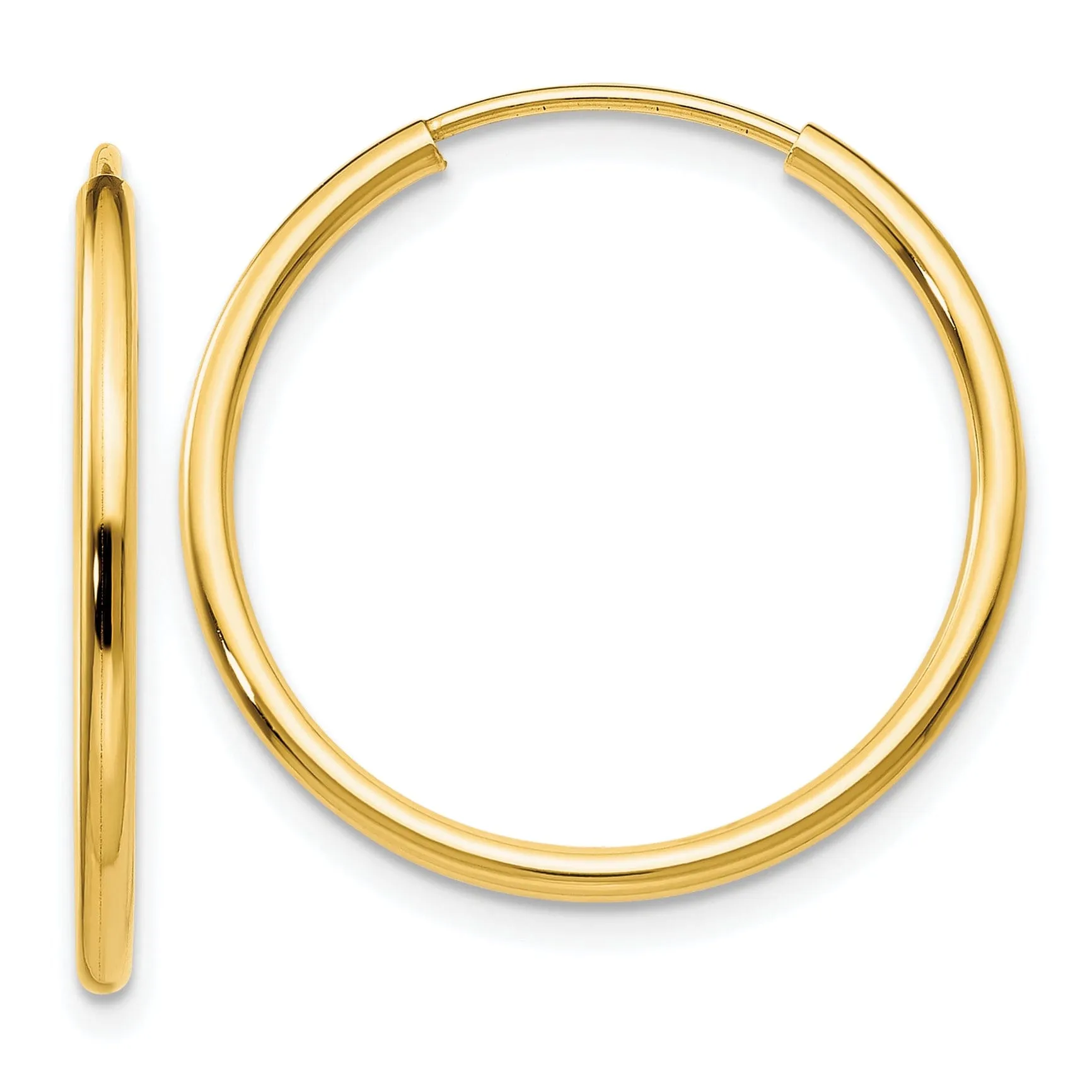 14k Yellow Gold Polished Endless Hoops 1.5mm x 22.5mm