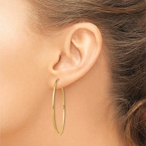 14k Yellow Gold Polished Endless Hoops 1.5mm x 45mm