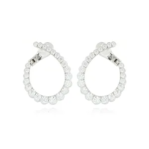 18k White Gold Diamond Aerial Regal Hoop Earrings