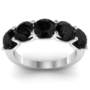 3.00cttw U Prong Black Diamond Five Stone Band