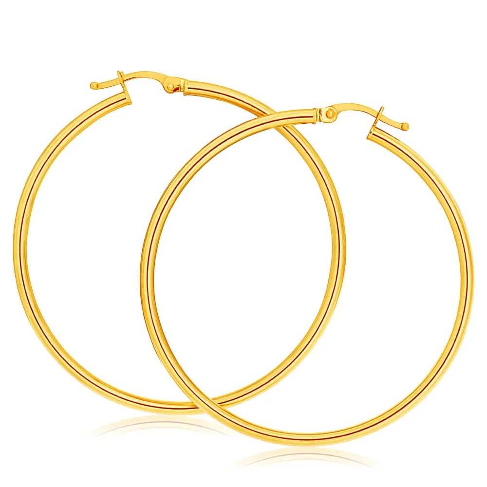 9ct Yellow Gold Plain Hoop 40mm European made