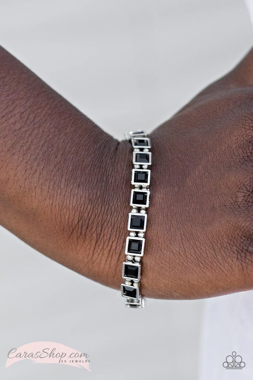 A Glam Of Few Words Black Gem Bracelet - Paparazzi Accessories