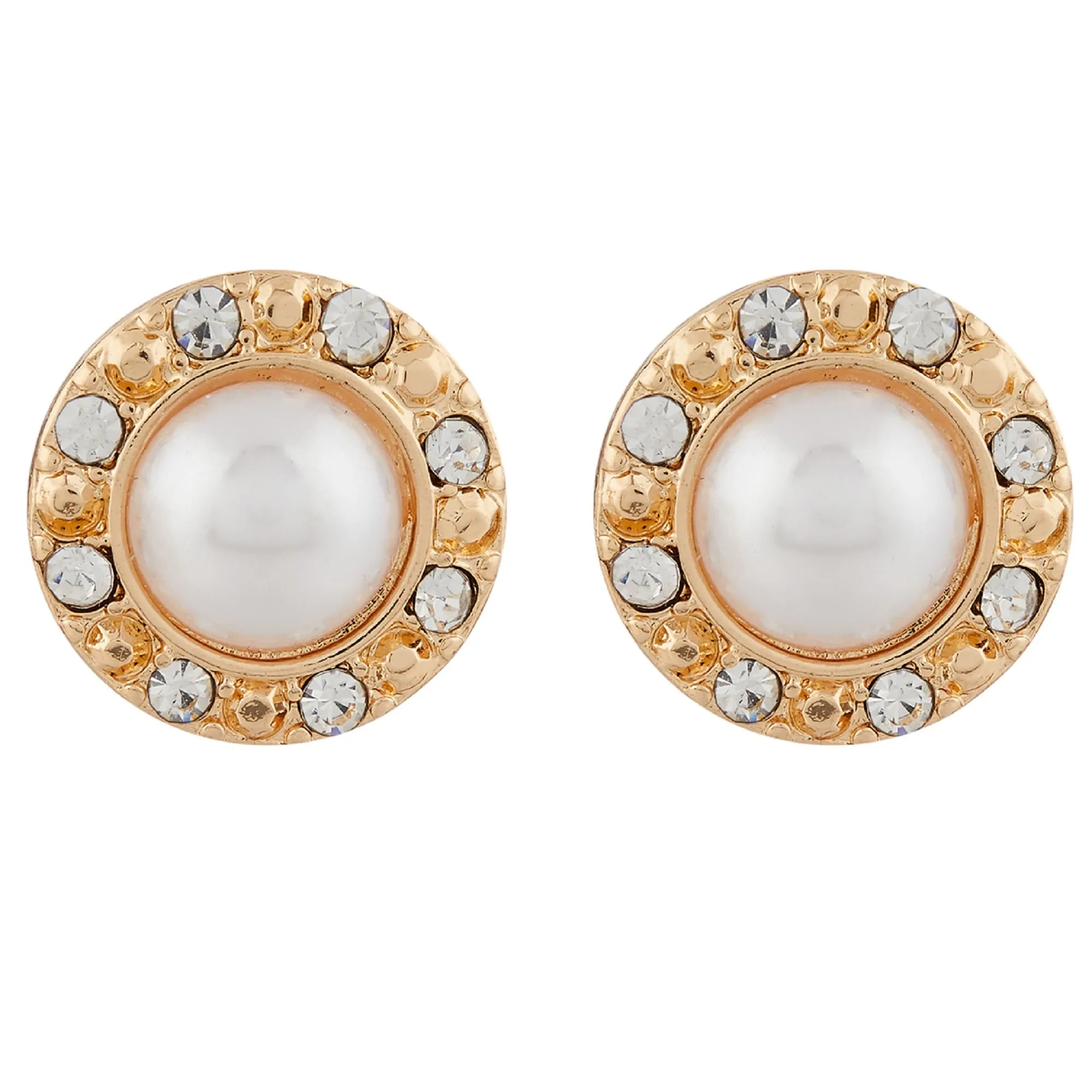 Accessorize London Women's Pearl & Pave Stud Earrings