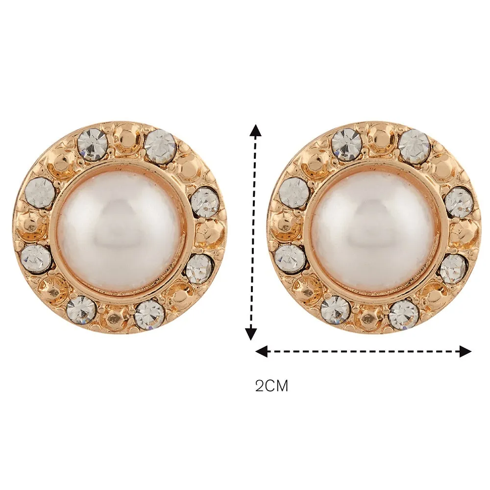 Accessorize London Women's Pearl & Pave Stud Earrings