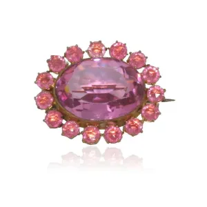 Antique Victorian (1837-1901) Pink Glass Brooch