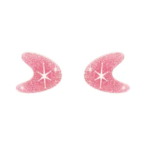 Atomic Boomerang Glitter Stud Earrings - Pink