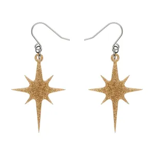 Atomic Star Glitter Drop Earring - Gold