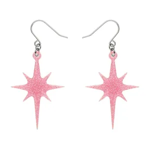 Atomic Star Glitter Drop Earring - Pink