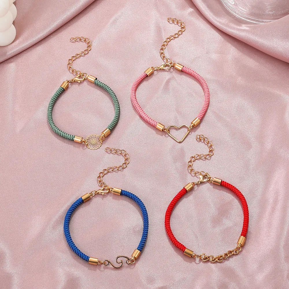 B866 - Simple Hand Woven Colorful Rope Couple Bracelets Set