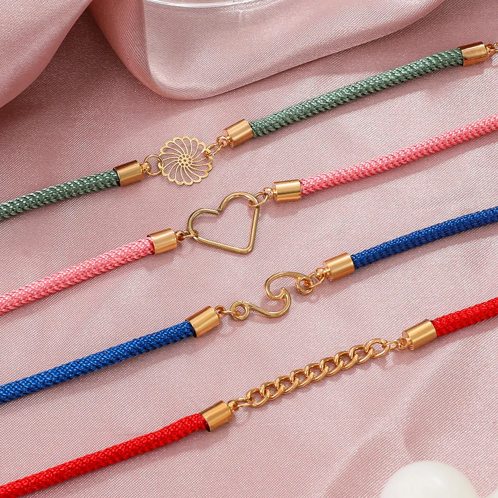 B866 - Simple Hand Woven Colorful Rope Couple Bracelets Set