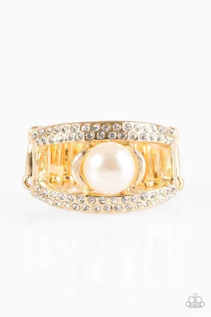 Bank Run Gold and White Pearl Ring - Paparazzi Accessories