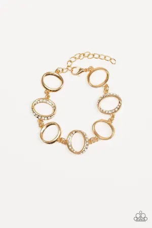 Beautiful Inside and Out Gold and White Gem Bracelet - Paparazzi Accessories