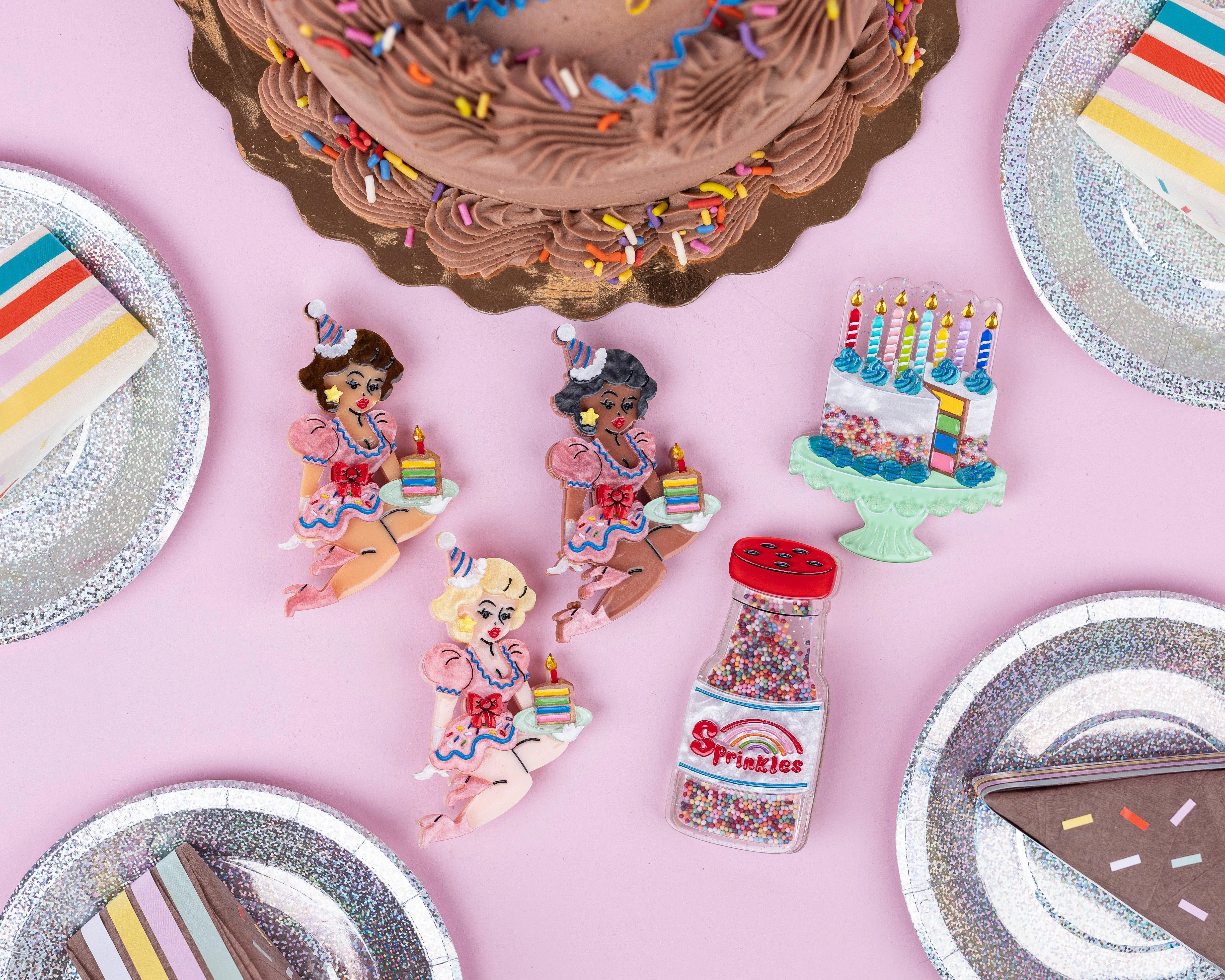 Birthday Belle Brooch by Lipstick & Chrome x Club Eggie-TAWNY