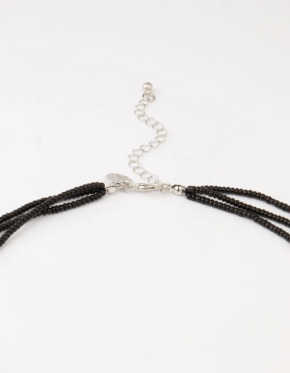 Black Beaded Faceted Layered Necklace