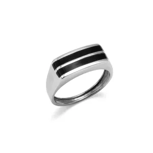 Black Coral Ring in White Gold