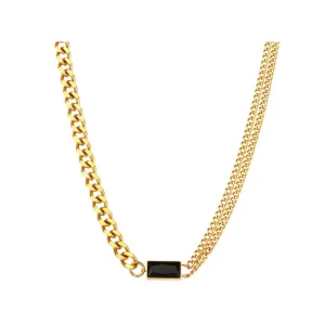 Black Stone Cuban Chain Choker Necklace