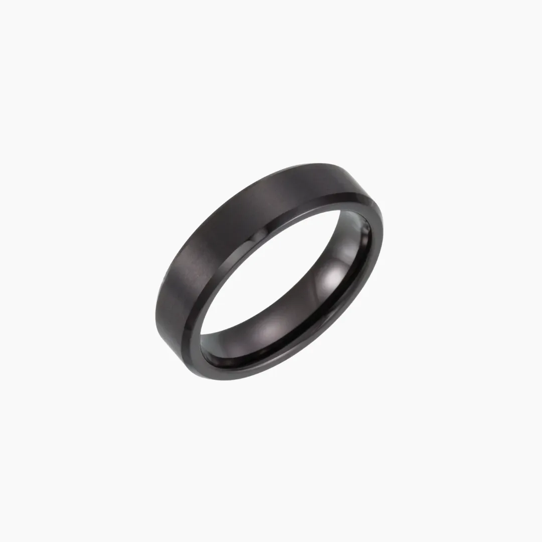 Black Tungsten Beveled Edge Wedding Band