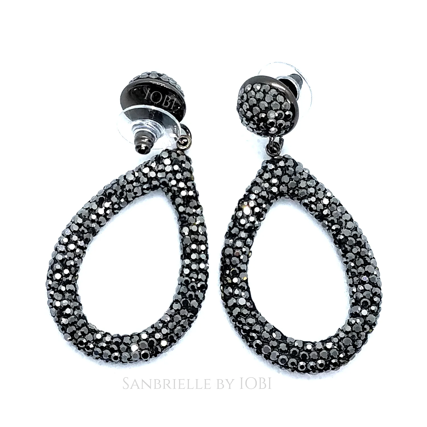 Black Turkish Crystal Encrusted Drop Earrings