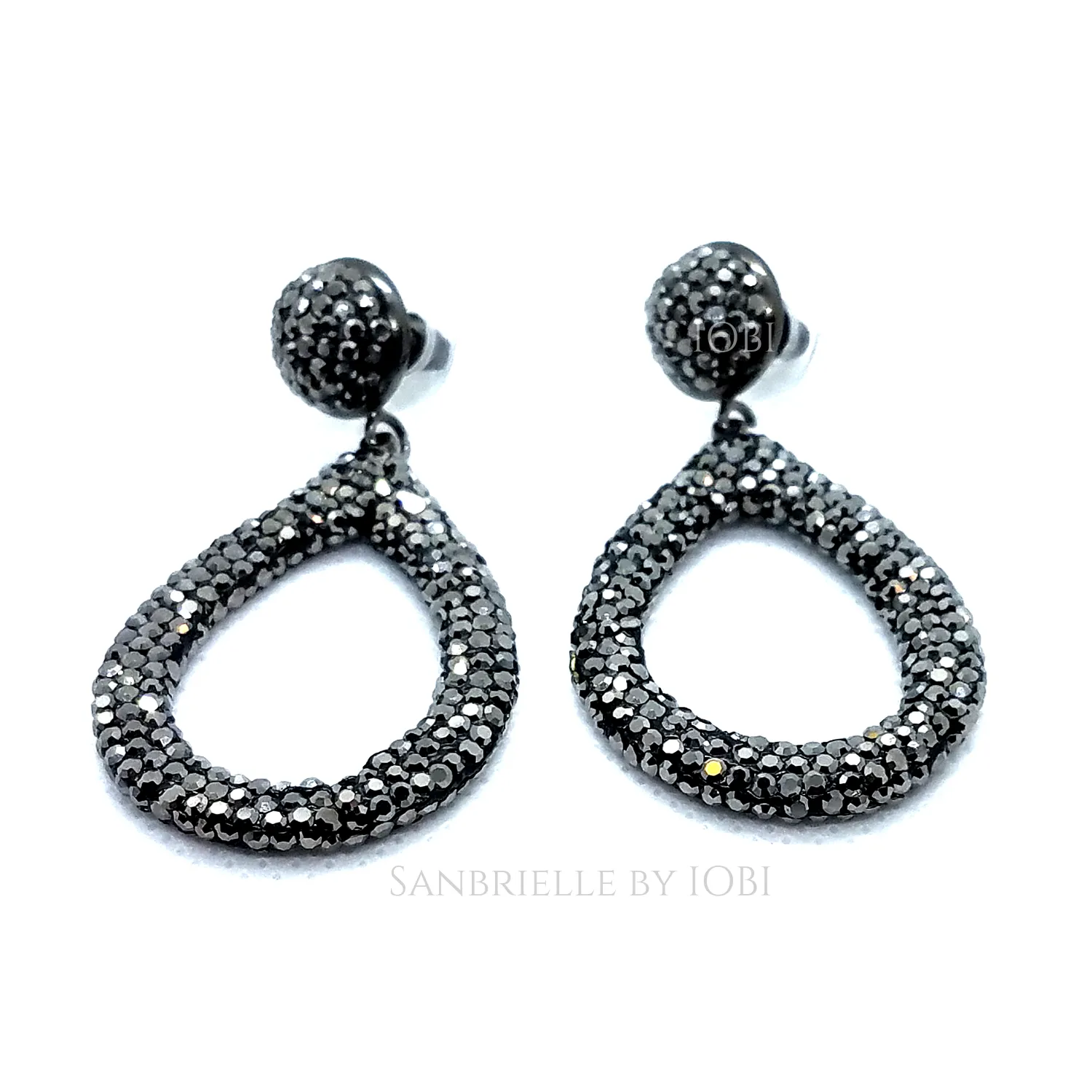 Black Turkish Crystal Encrusted Drop Earrings