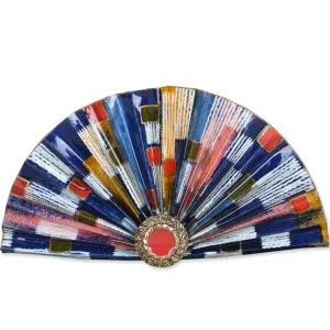 Blue/Red/Gold Fan Brooch