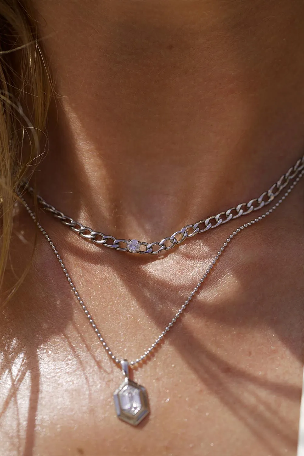 Brilliant Curb Necklace Silver