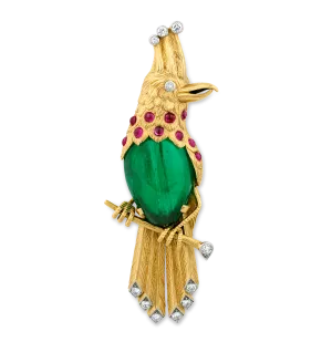 Cartier Colombian Emerald Bird Brooch, 45.00 carats