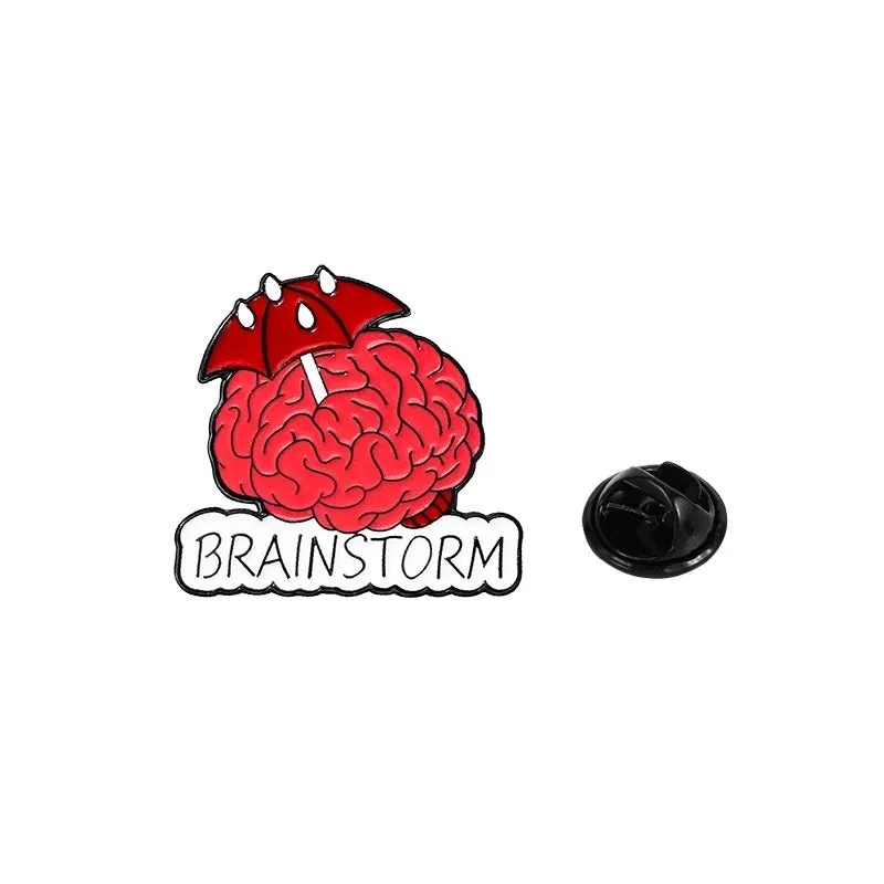 Cartoon Style Funny Artistic Organ Brain Letter Alloy Stamping Stoving Varnish Plating Unisex Corsage Brooches Collar Pin