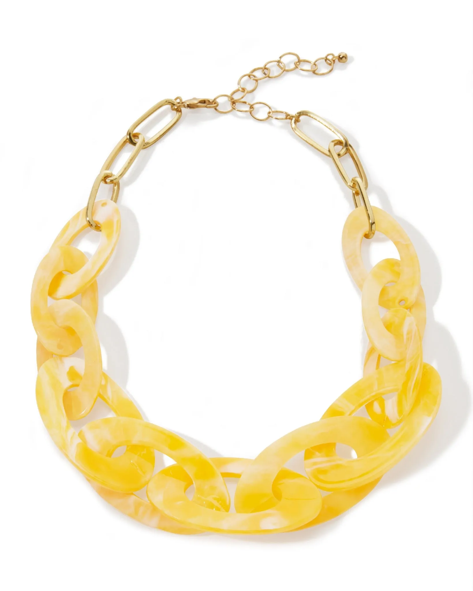 Chain & Resin Color Pop Necklace Yellow