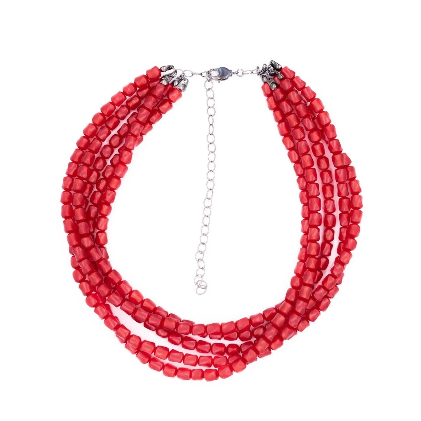 Cherry Red Moonglow Barrel Bead Sylvie Necklace