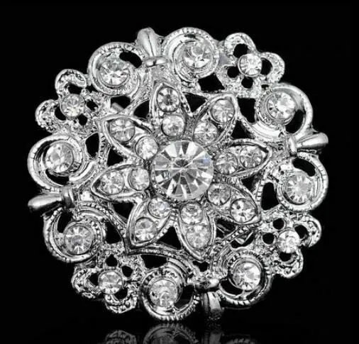 Christmas new year stunning diamonte silver plated brooch pin broach gift rr3