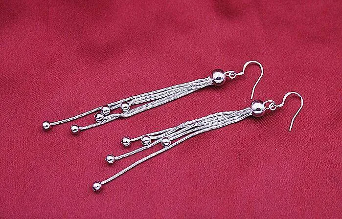 Comets Silver Bead Chain Earrings