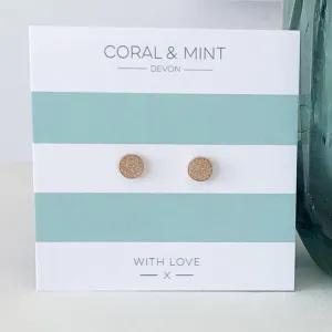 Coral And Mint Gold Sparkly Studs