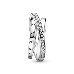 Crossover Pavé Triple Band Ring