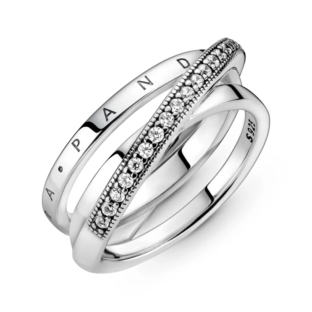 Crossover Pavé Triple Band Ring