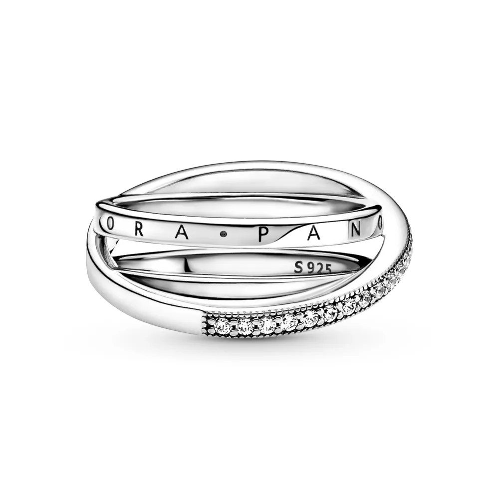 Crossover Pavé Triple Band Ring