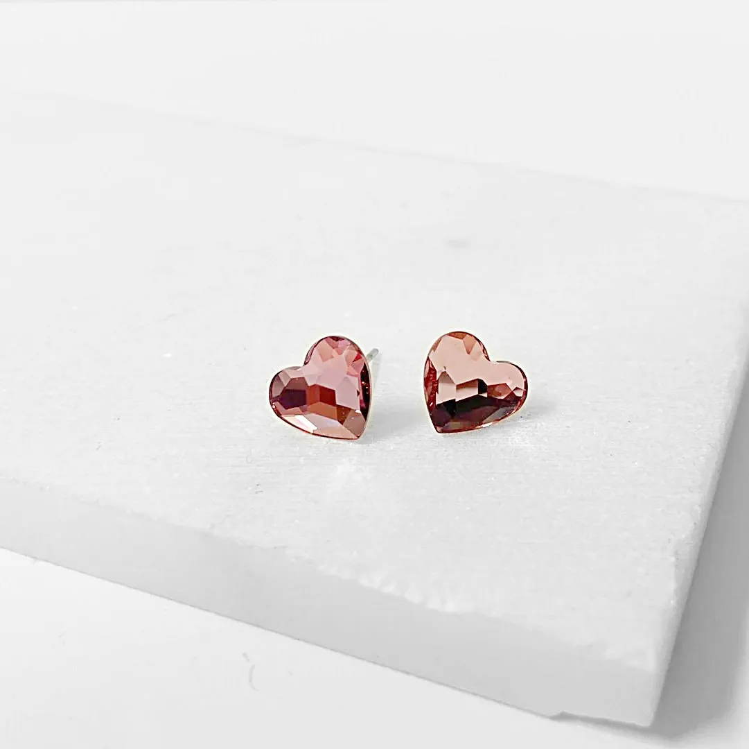 Crystal Hearts with Surgical Steel Studs