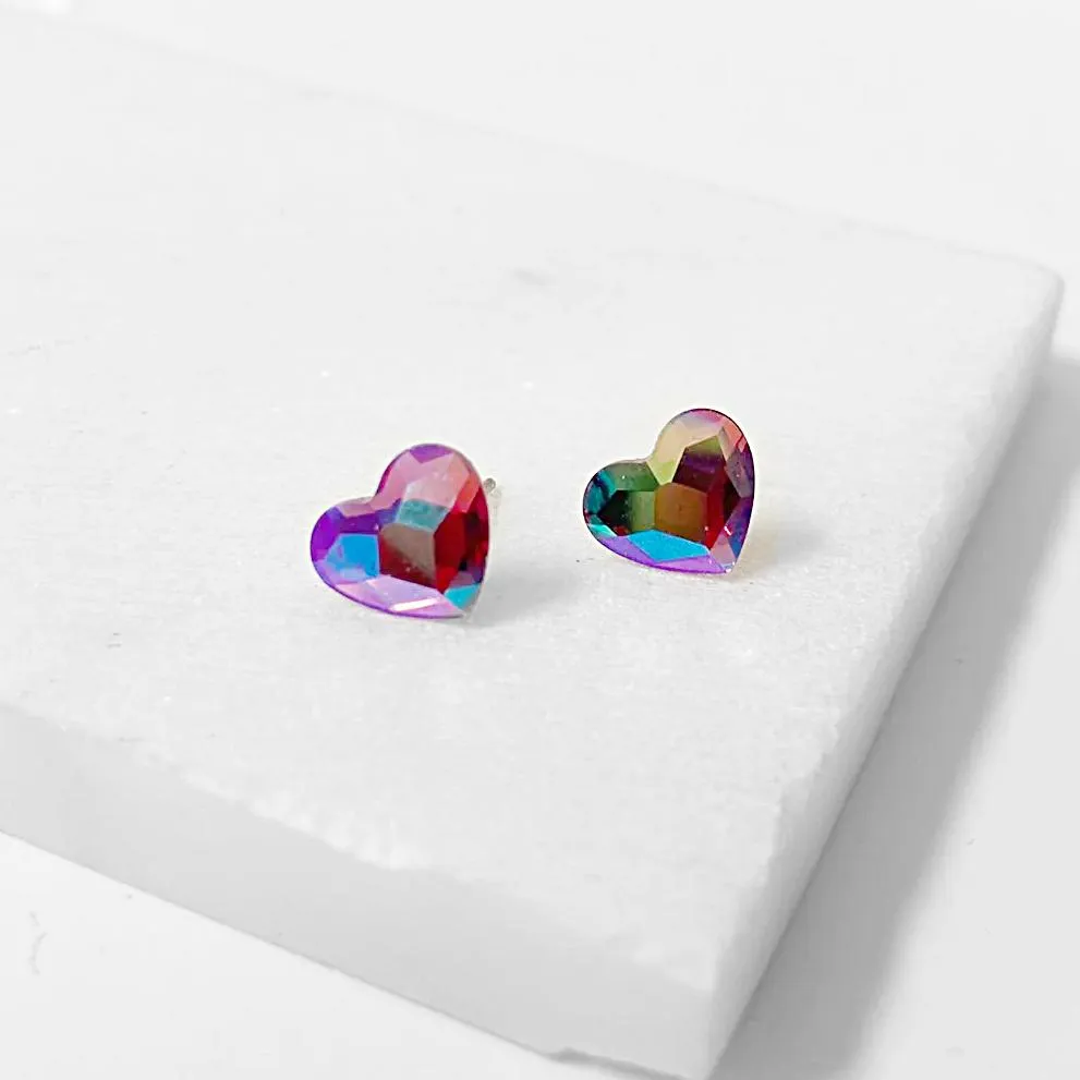 Crystal Hearts with Surgical Steel Studs