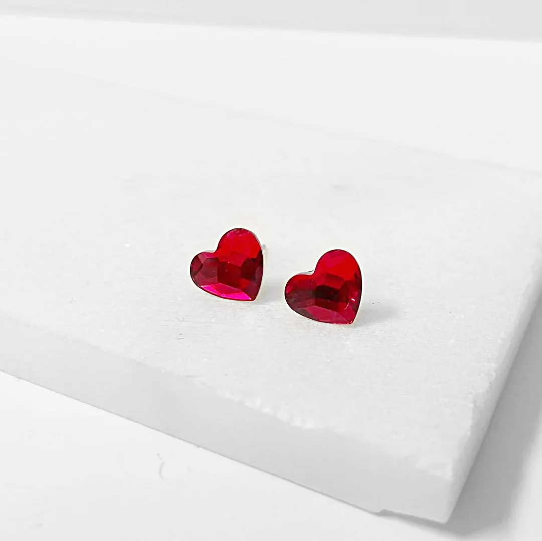 Crystal Hearts with Surgical Steel Studs