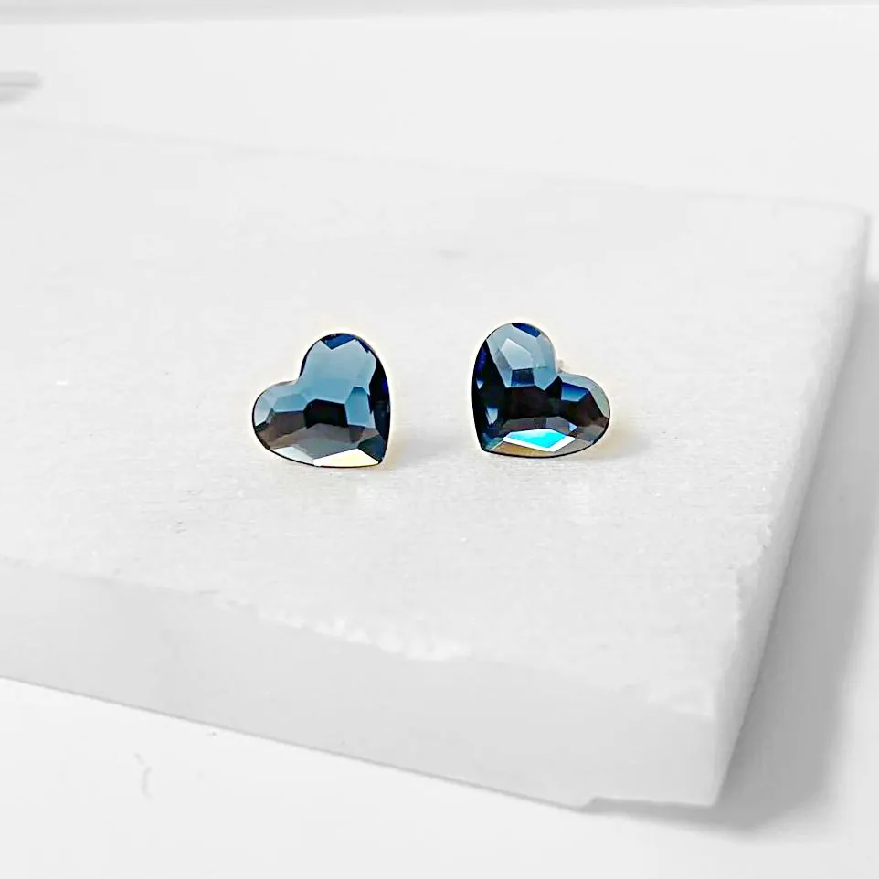 Crystal Hearts with Surgical Steel Studs