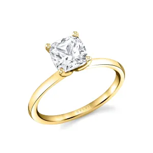 Cushion Cut Solitaire Engagement Ring - Dominique 14k Gold Yellow