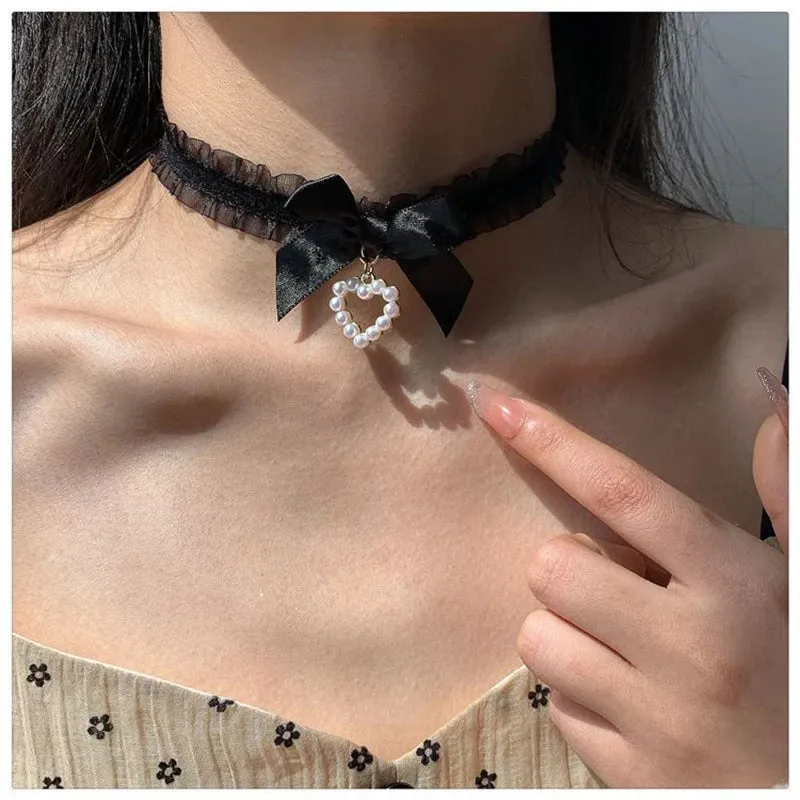 Cute Black and White Lolita Kawaii Choker