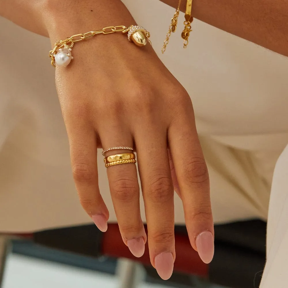 Dainty Crystal Stacking Ring 18ct Gold Plate