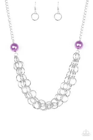 Daring Diva Purple and Silver Necklace - Paparazzi Accessories