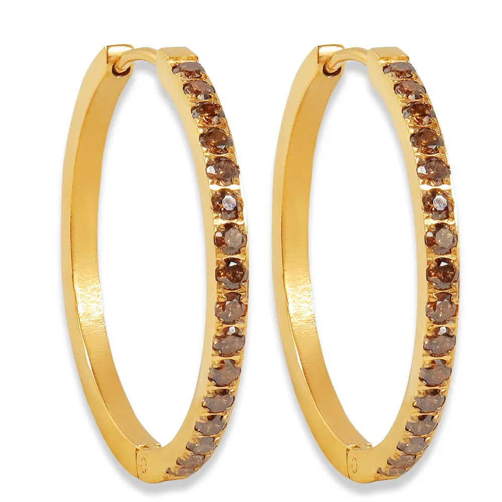 Deep Champagne Diamond Zaana Hoops