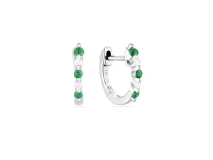 Diamond & Emerald Huggie Hoop Earrings