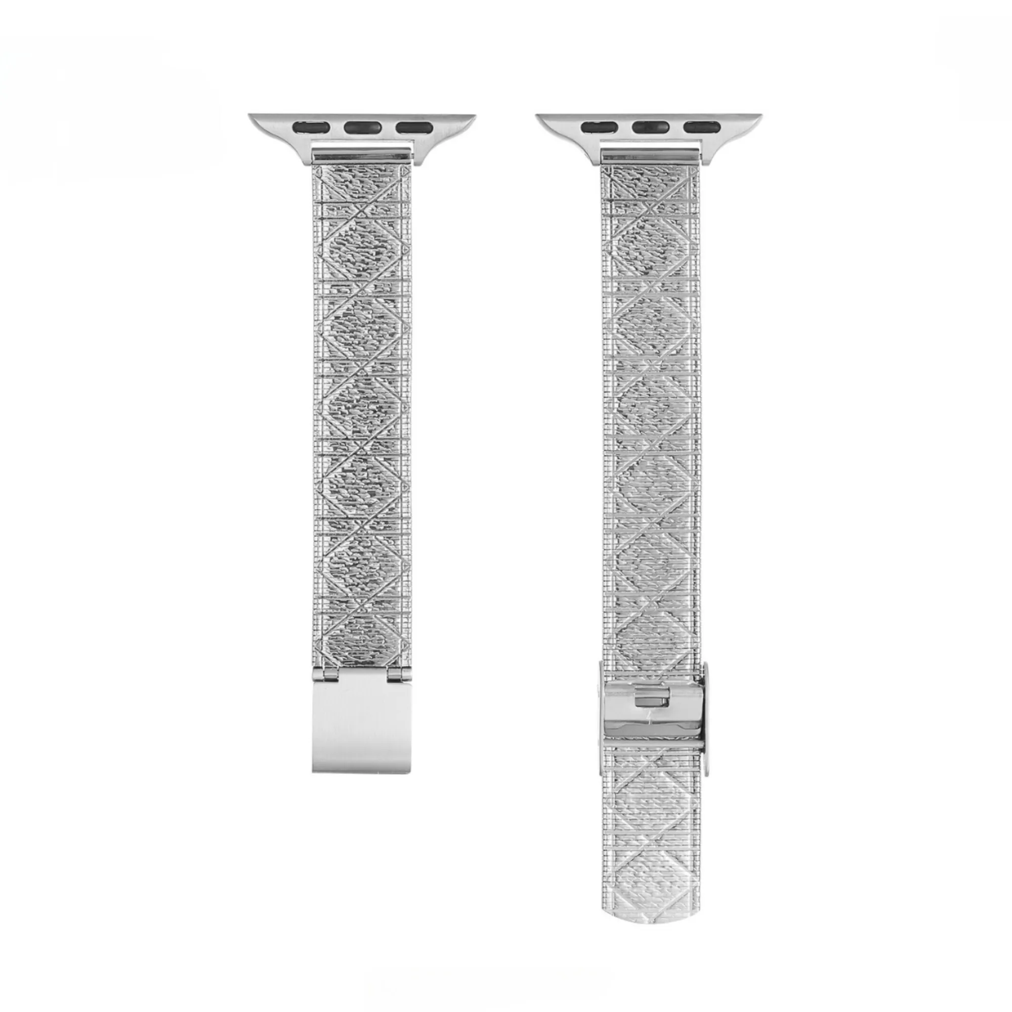 Diamond Textured Stainless Steel Watch Band